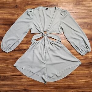 NWOT Shein Sage Green Cutout Romper Size Small